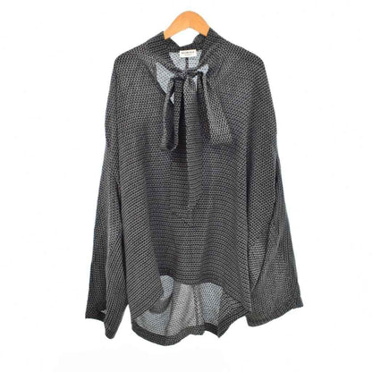 Balenciaga All Over Pattern Silk 38 Black T-Shirt