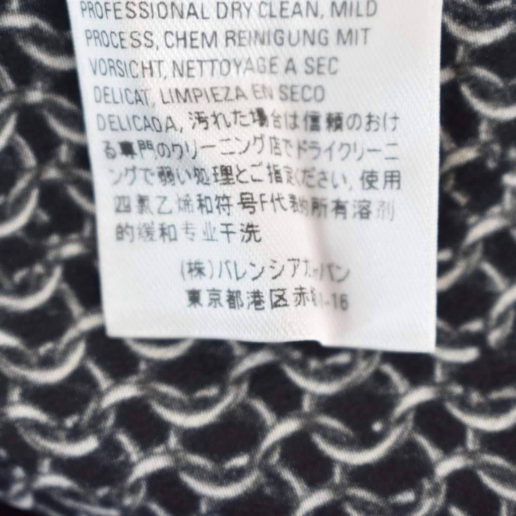 Balenciaga All Over Pattern Silk 38 Black T-Shirt — view 4