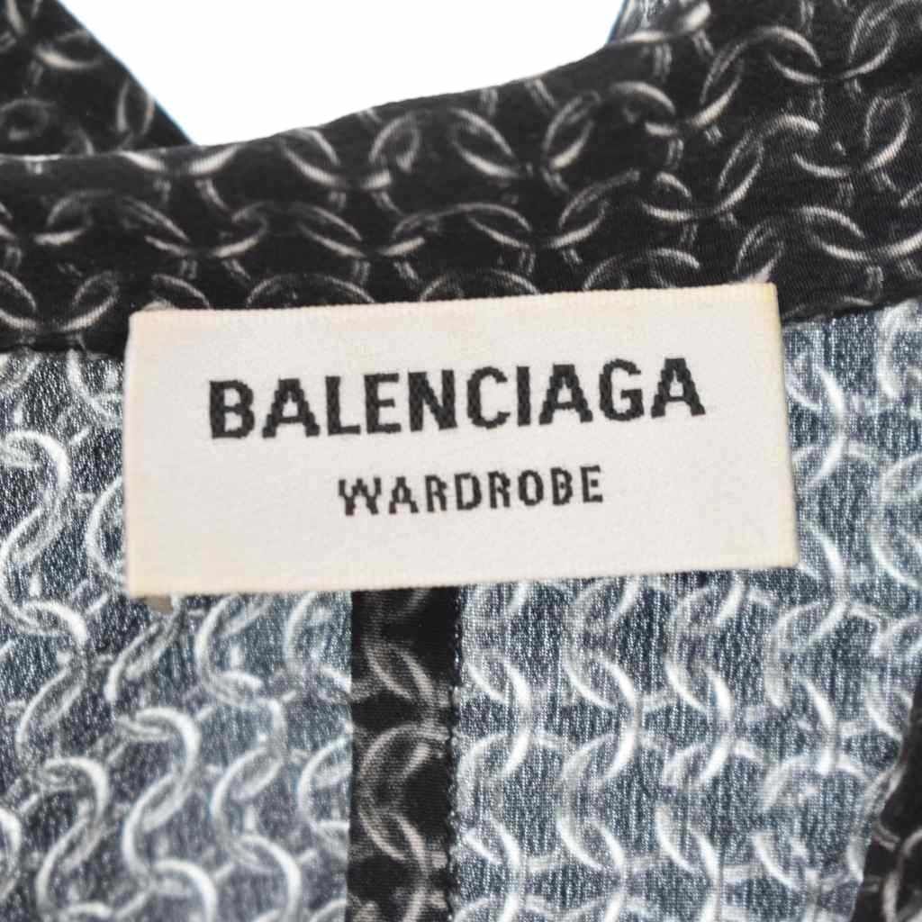 Balenciaga All Over Pattern Silk 38 Black T-Shirt — view 3