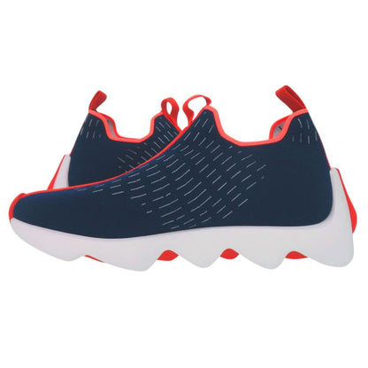 Hermes Cles Eclair Logo Knit Navy Orange White Sneakers Shoes — view 5