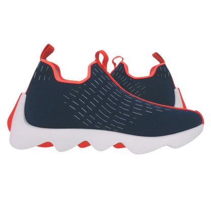 Hermes Cles Eclair Logo Knit Navy Orange White Sneakers Shoes — view 4