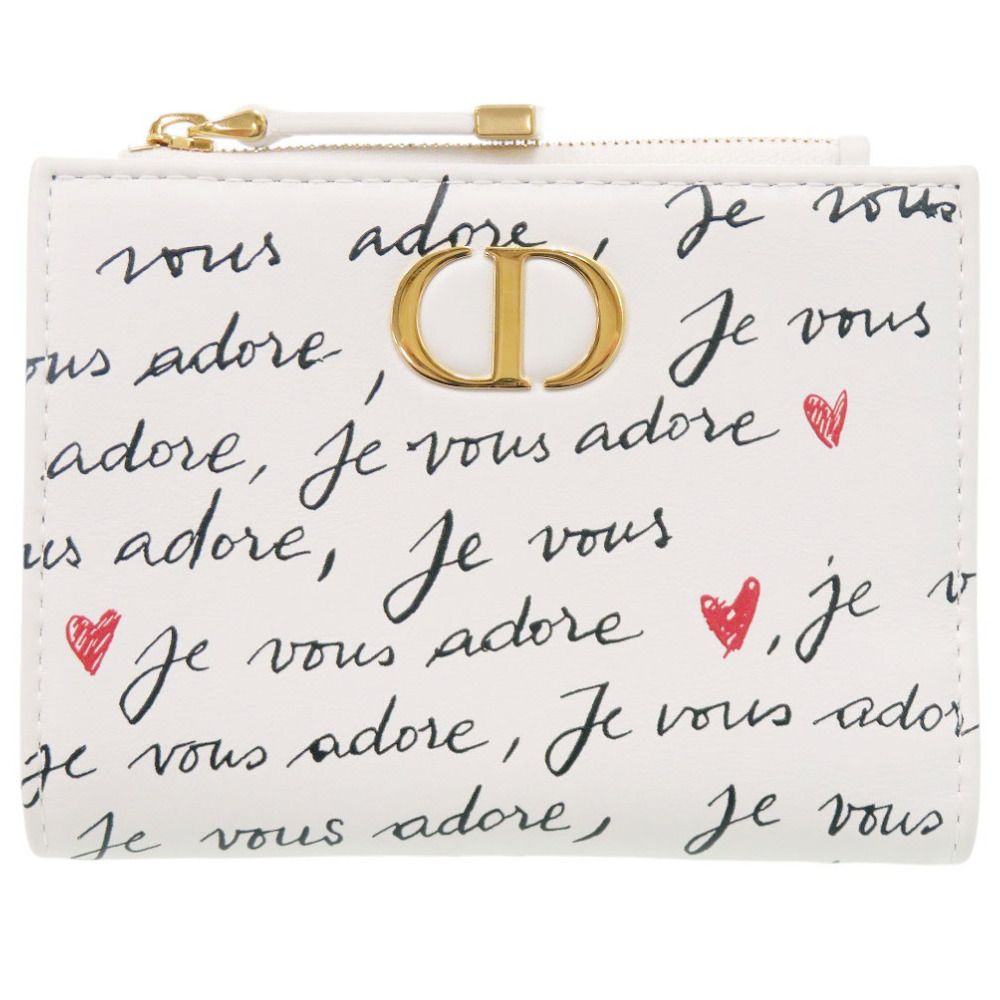 Dior Dio Heart Leather White Wallet