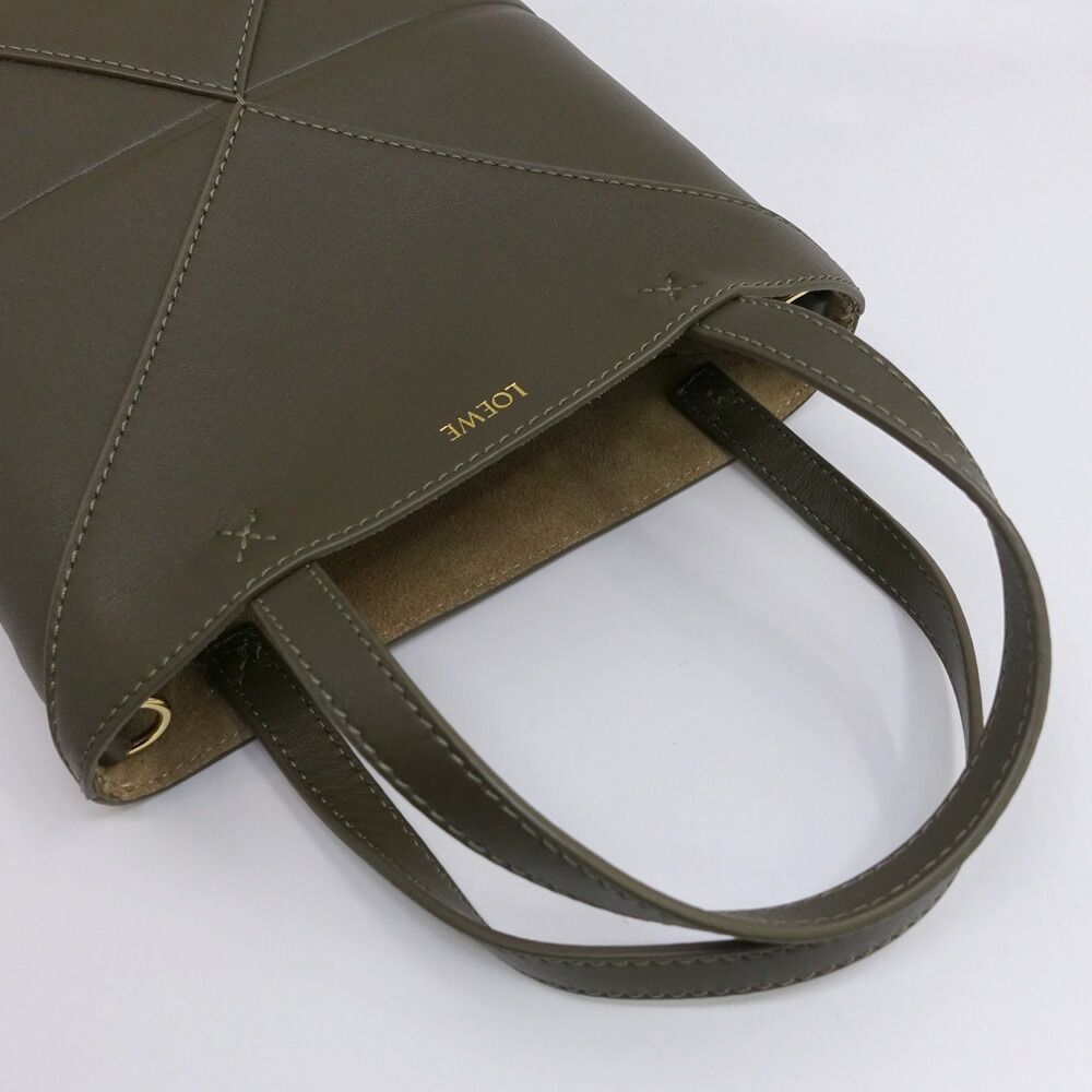 Loewe Puzzle Fold Tote Mini Leather Khaki Gold — view 3