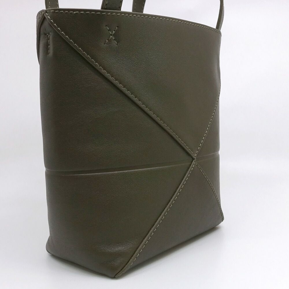 Loewe Puzzle Fold Tote Mini Leather Khaki Gold — view 2