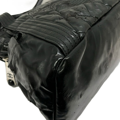 Chanel Handbag Quilted Black Silver Leather — view 6