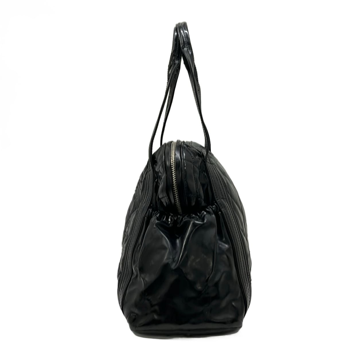Chanel Handbag Quilted Black Silver Leather — view 4
