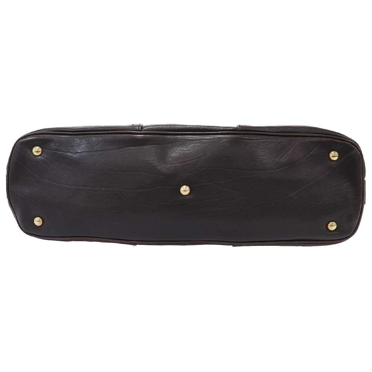 Saint Laurent Yves Midi Leather Handbag Brown — view 4