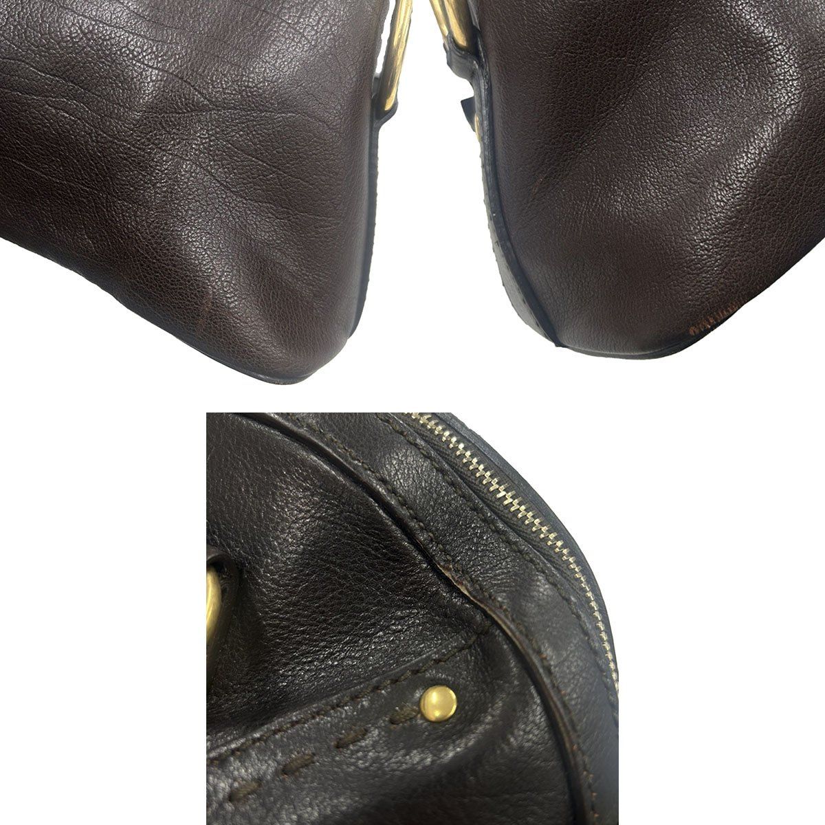 Saint Laurent Yves Midi Leather Handbag Brown — view 9