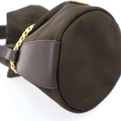 Prada Re-Nylon Petit Sac Noir Mini Bucket Bag Sac Leche Brown — view 8