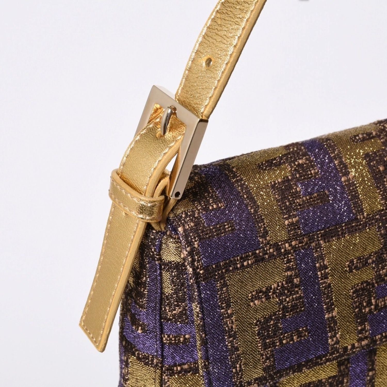 Fendi Mamma Baguette Bag Zucca Jacquard Gold Purple Brown — view 4