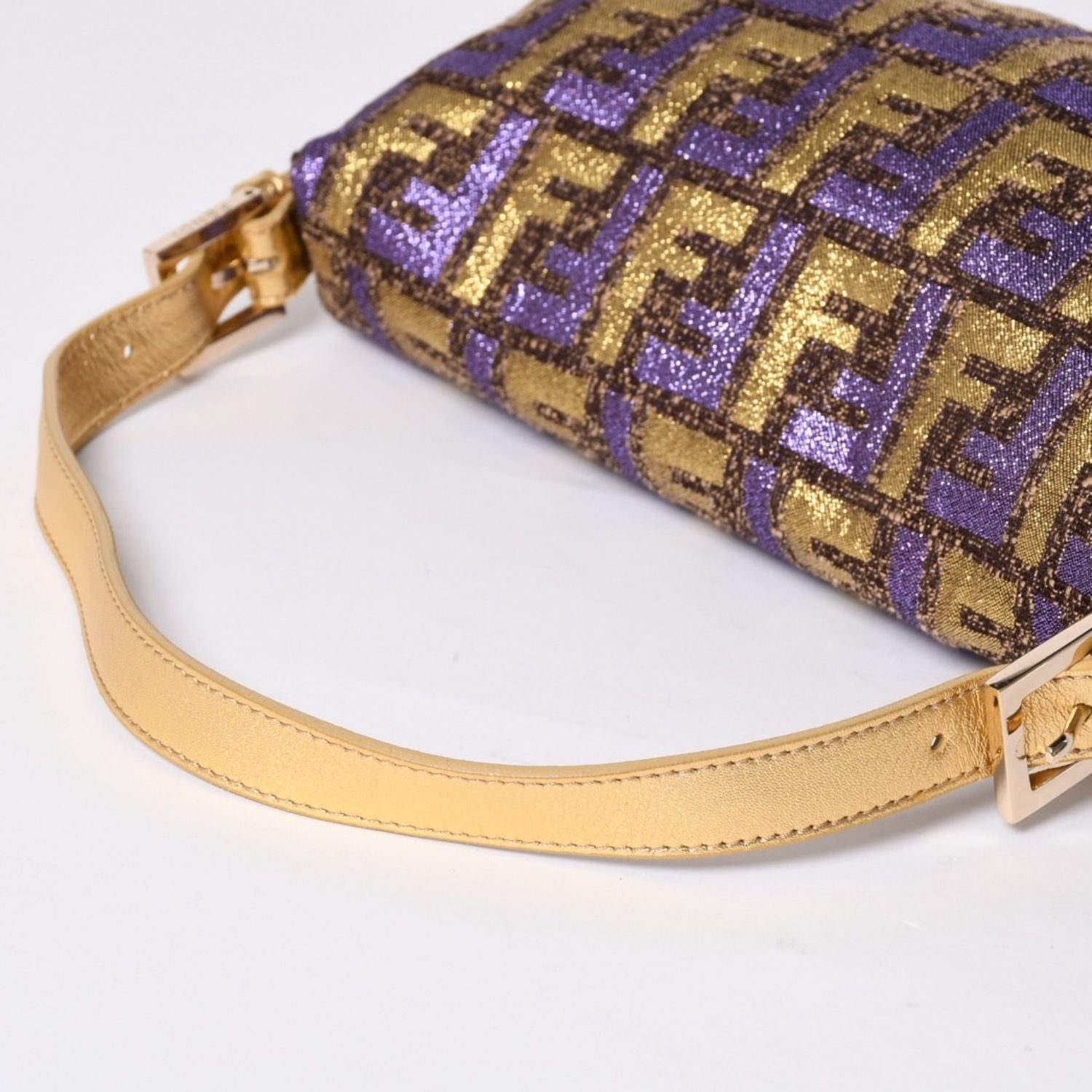 Fendi Mamma Baguette Bag Zucca Jacquard Gold Purple Brown — view 7