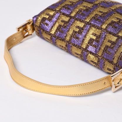 Fendi Mamma Baguette Bag Zucca Jacquard Gold Purple Brown — view 7