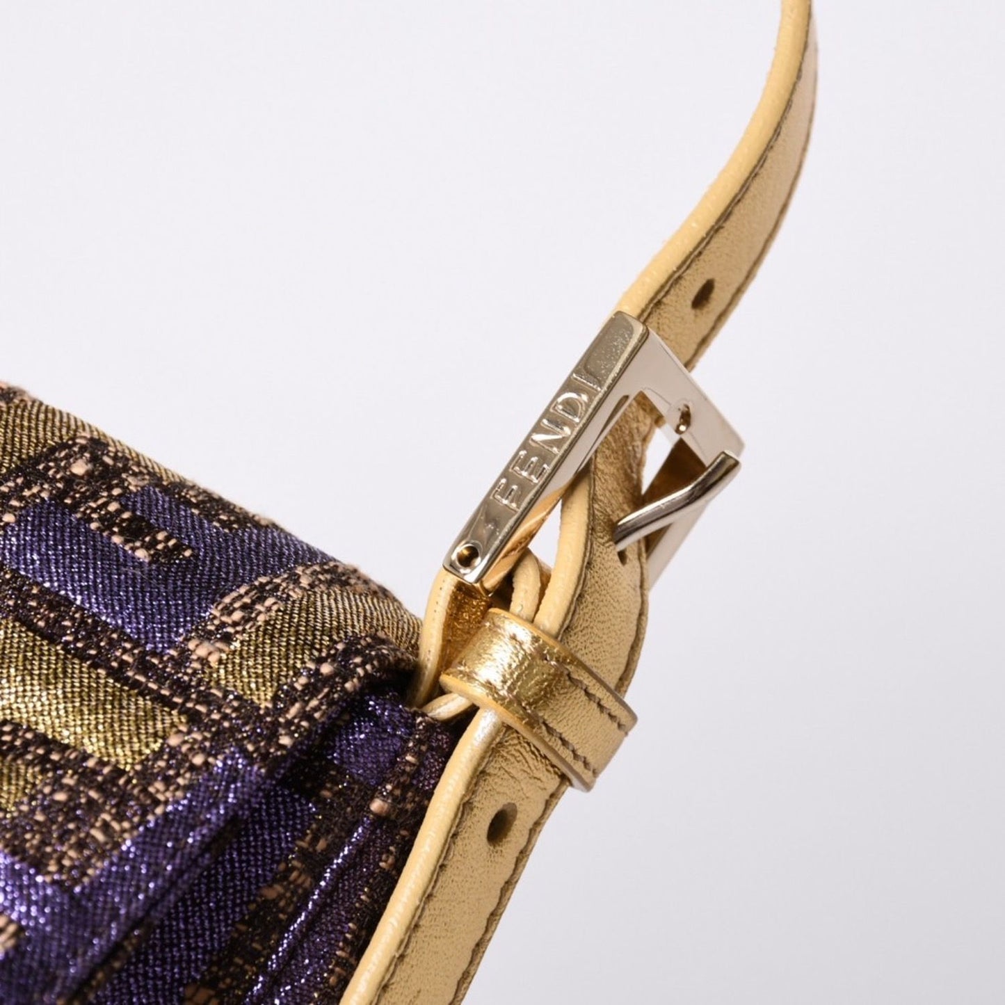 Fendi Mamma Baguette Bag Zucca Jacquard Gold Purple Brown — view 5