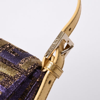 Fendi Mamma Baguette Bag Zucca Jacquard Gold Purple Brown — view 5