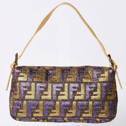 Fendi Mamma Baguette Bag Zucca Jacquard Gold Purple Brown — view 2