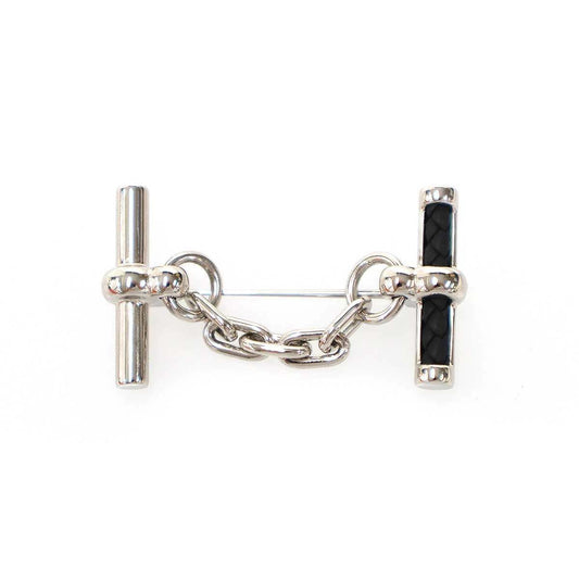 Hermes Flibustier Broche Silver Black Brooch
