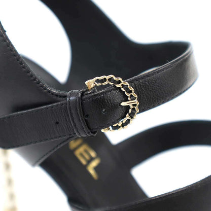 Chanel Pearl Heels tola sandals Black — view 7