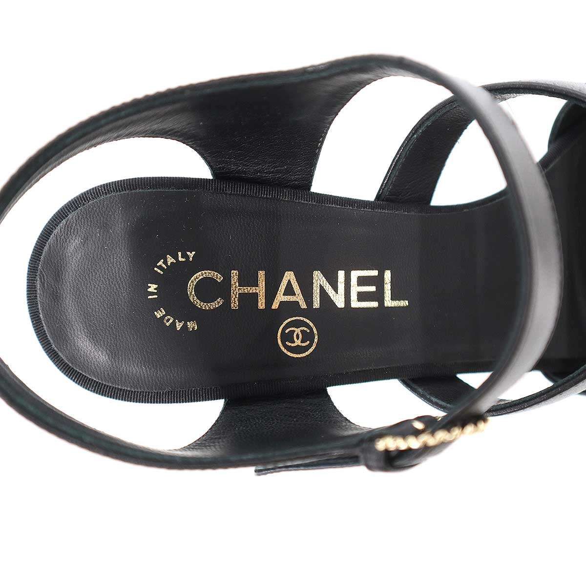 Chanel Pearl Heels tola sandals Black — view 5
