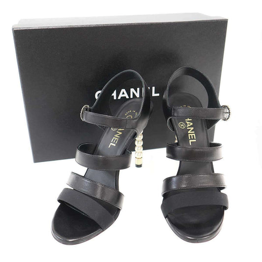 Chanel Pearl Heels tola sandals Black