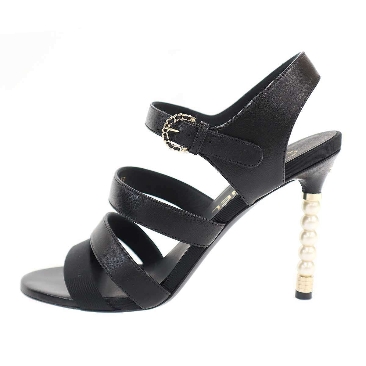 Chanel Pearl Heels tola sandals Black — view 2