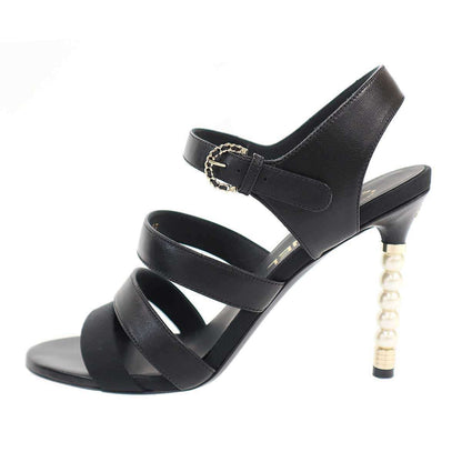 Chanel Pearl Heels tola sandals Black — view 2