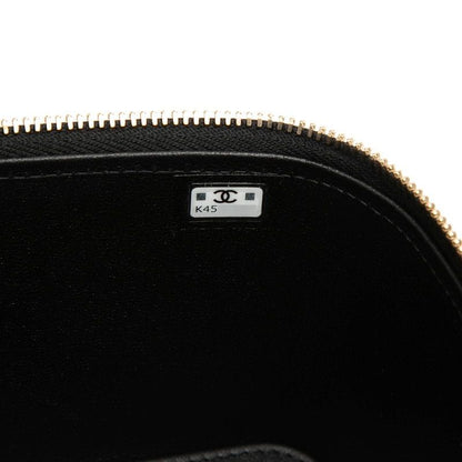 Chanel Quilted CC Logo Vanity Crossbody Shoulder Bag Black Gold Lambskin — view 7