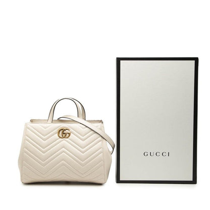Gucci GG Marmont 2-Way Shoulder Bag White Leather — view 7