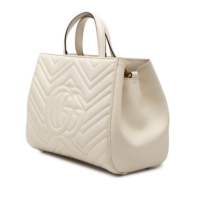 Gucci GG Marmont 2-Way Shoulder Bag White Leather — view 2