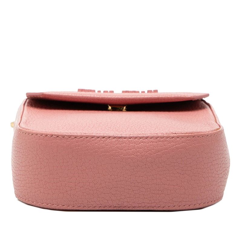 Miu Miu Logo Crossbody Shoulder Bag Pochette Pink Leather LadyMiu — view 3