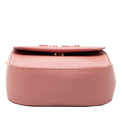 Miu Miu Logo Crossbody Shoulder Bag Pochette Pink Leather LadyMiu — view 3
