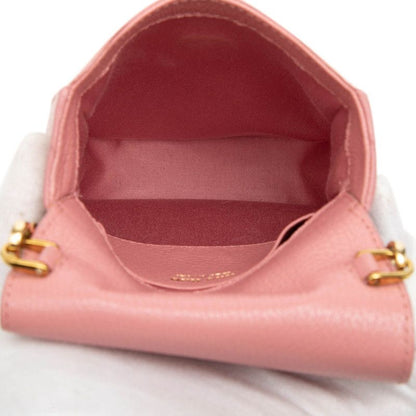 Miu Miu Logo Crossbody Shoulder Bag Pochette Pink Leather LadyMiu — view 4