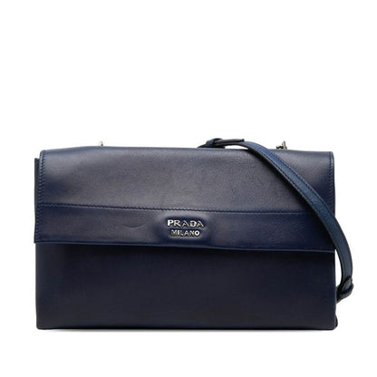 Prada Shoulder Bag Navy Leather — view 2