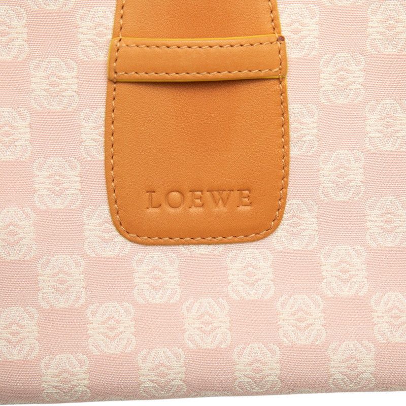 Loewe Anagram Crossbody Shoulder Bag Pink Brown Leather Canvas — view 4