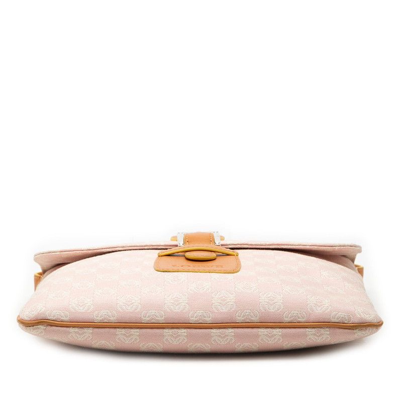 Loewe Anagram Crossbody Shoulder Bag Pink Brown Leather Canvas — view 3