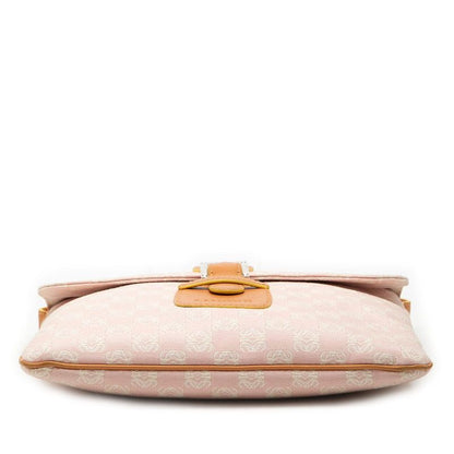 Loewe Anagram Crossbody Shoulder Bag Pink Brown Leather Canvas — view 3