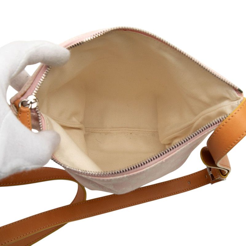 Loewe Anagram Crossbody Shoulder Bag Pink Brown Leather Canvas — view 5