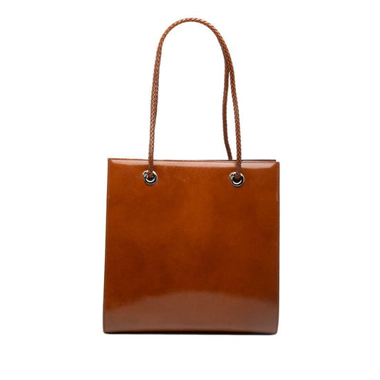 Cartier Tote Shoulder Bag Brown Enamel