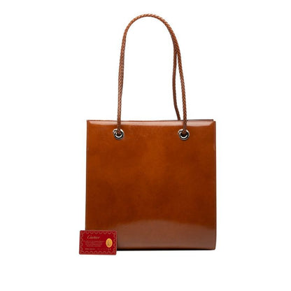 Cartier Tote Shoulder Bag Brown Enamel — view 7