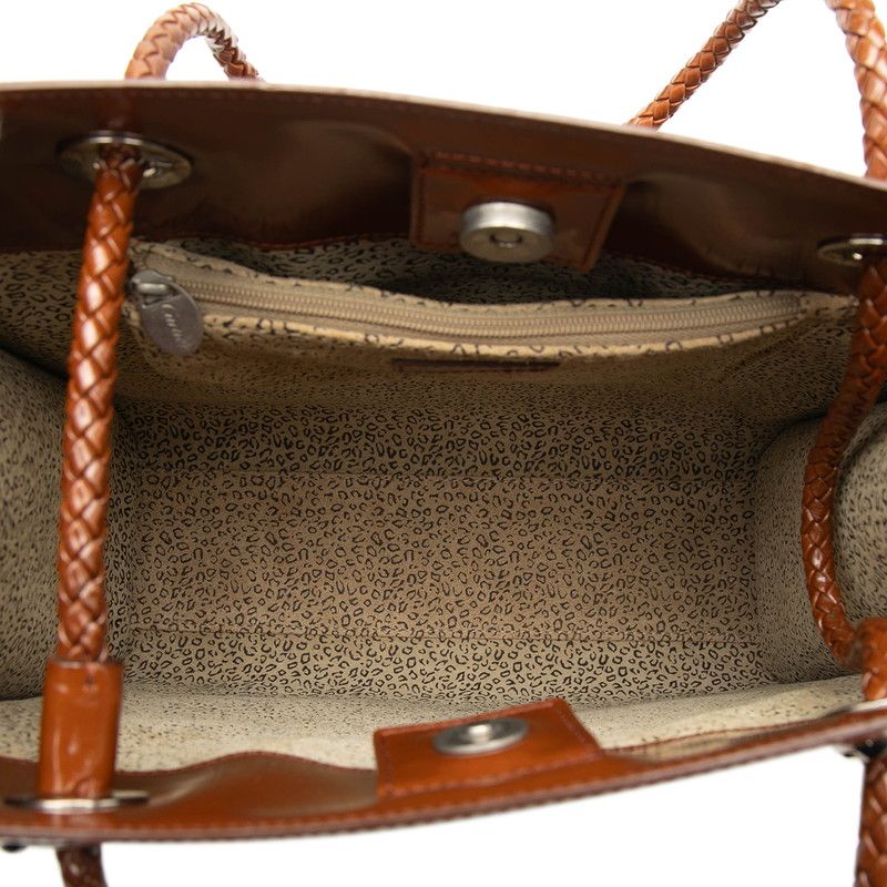 Cartier Tote Shoulder Bag Brown Enamel — view 4