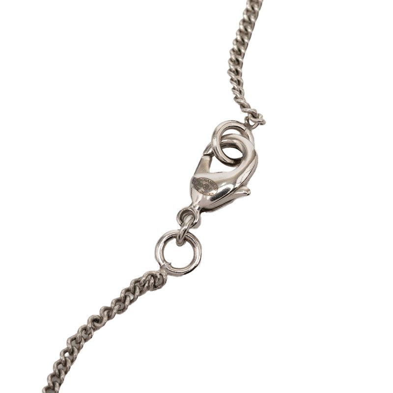 Chanel CC Logo Line Strike Necklace Silver tale Pearl — view 3