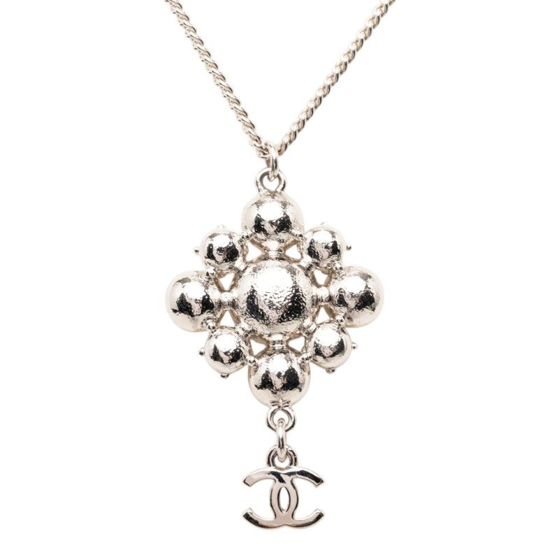 Chanel CC Logo Necklace Silver Gold tale — view 2