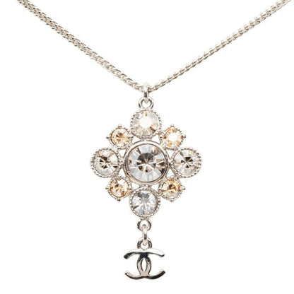 Chanel CC Logo Necklace Silver Gold tale