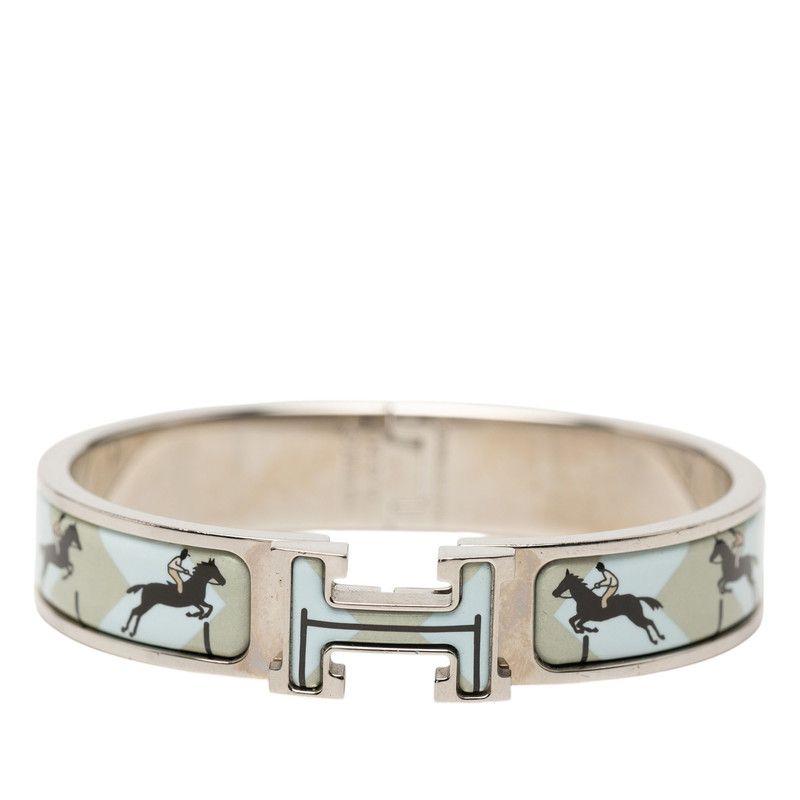 Hermes Clic Clac PM Ninenine HoBangle Beige Silver Blue tale Enamel LadyHerme