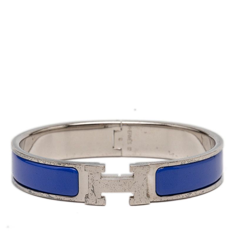 Hermes Clic Clac Ninenine PM Bracelet Silver Blue tale Enamel