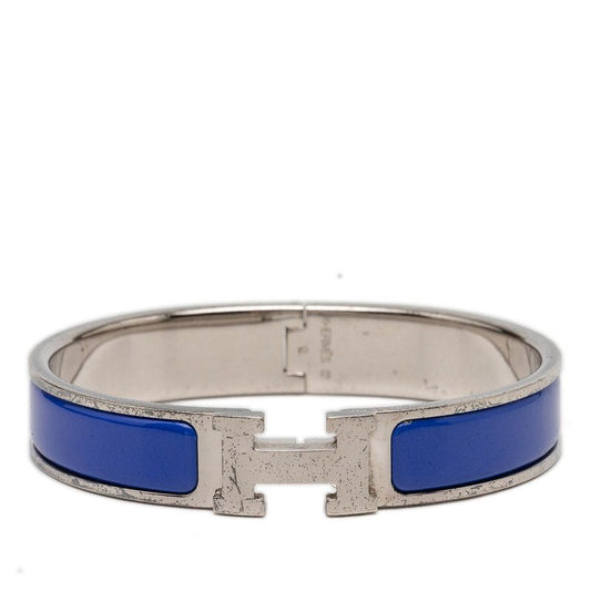 Hermes Clic Clac Ninenine PM Bracelet Silver Blue tale Enamel