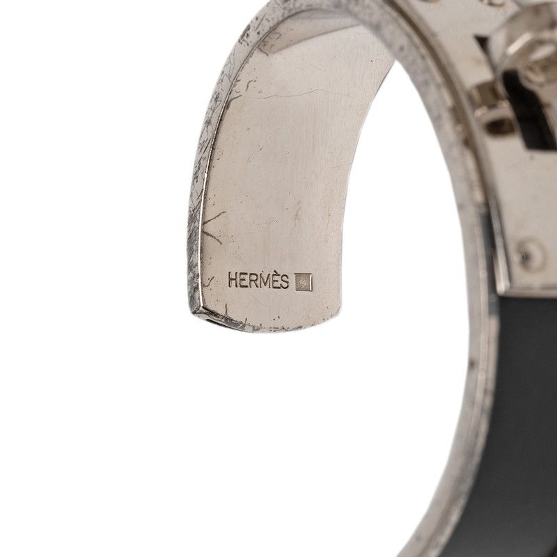 Hermes Kelly Bangle Silver Gray tale Leather 1- Bracelet — view 6