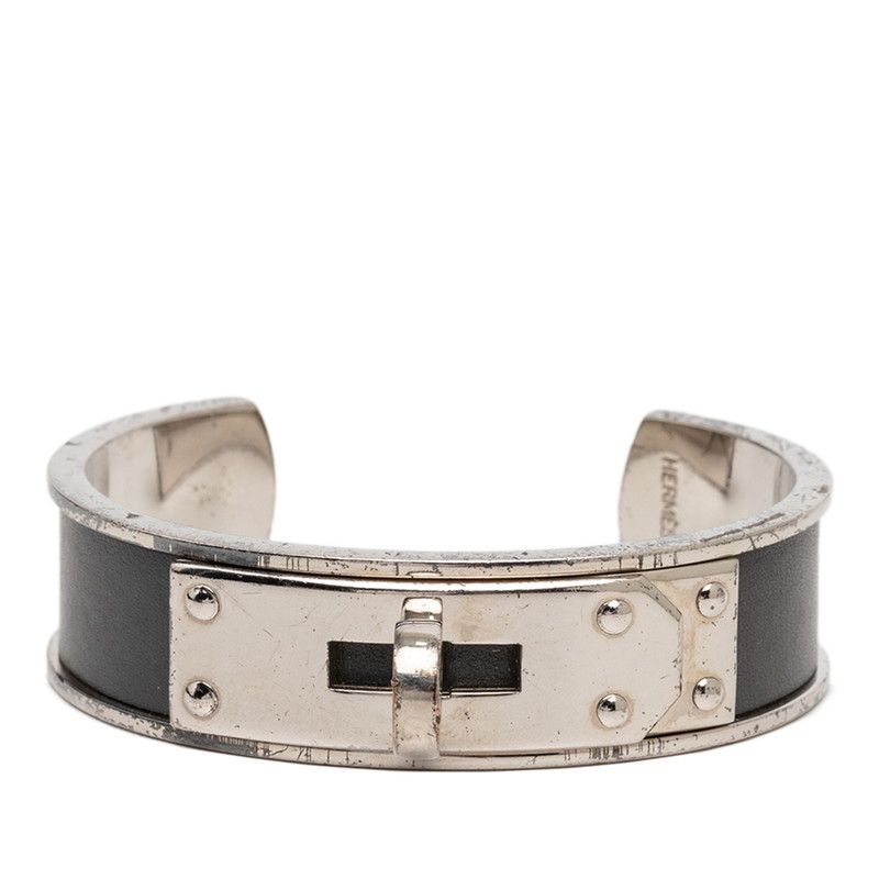 Hermes Kelly Bangle Silver Gray tale Leather 1- Bracelet
