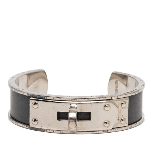 Hermes Kelly Bangle Silver Gray tale Leather 1- Bracelet