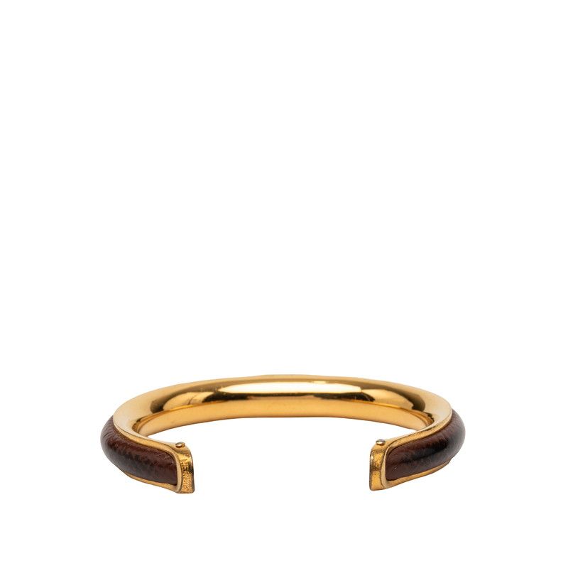 Hermes Bangle Gold Brown Plating Leather 1- Bracelet — view 3