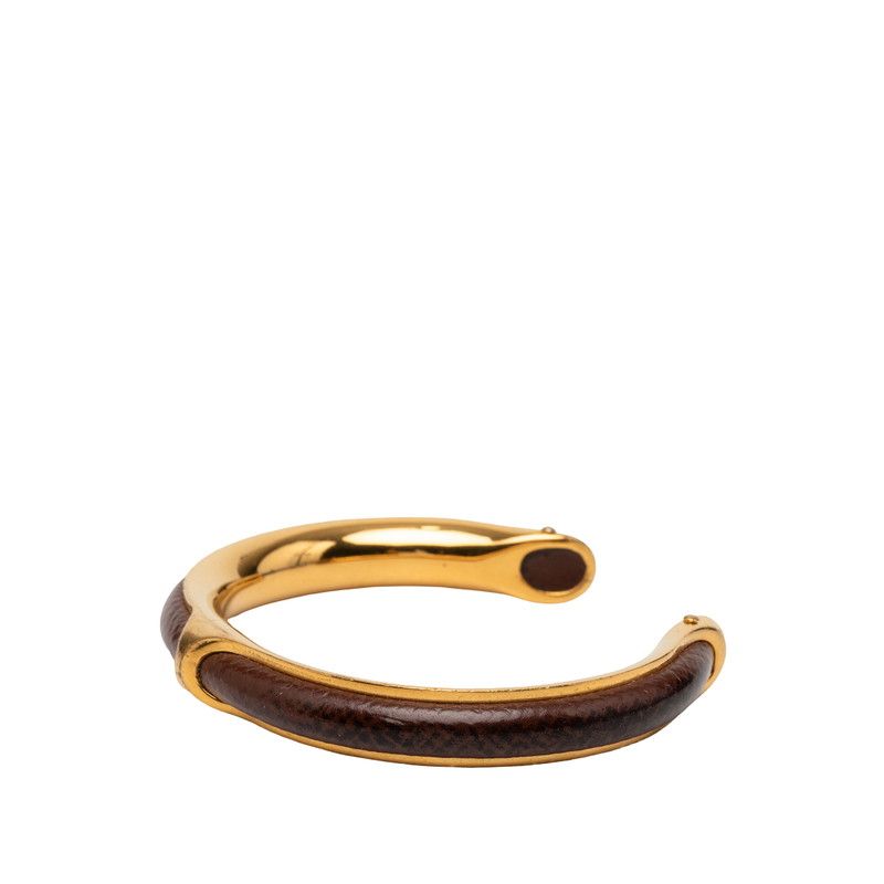 Hermes Bangle Gold Brown Plating Leather 1- Bracelet — view 2
